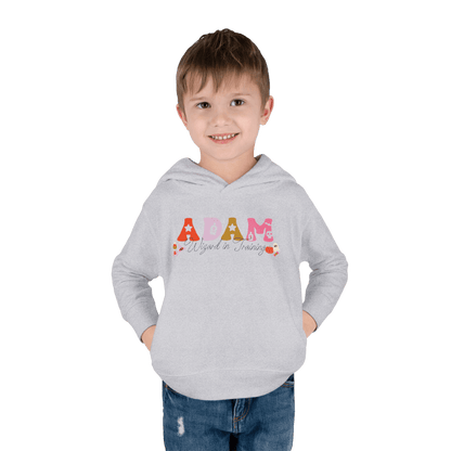 Spooky Toddler Hoodie – Personalized Halloween Pullover for Your Little Boo worn by a smiling boy named Adam.