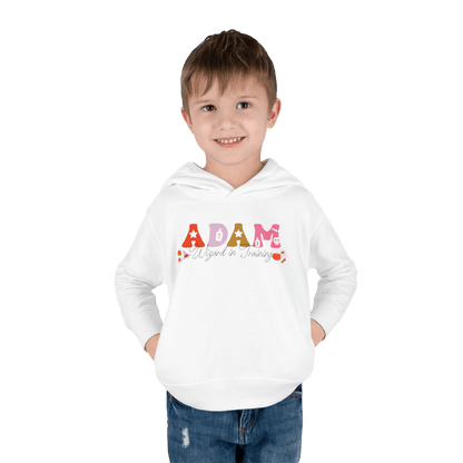 Spooky Toddler Hoodie – Personalized Halloween Pullover for Your Little Boo worn by a smiling boy named Adam.