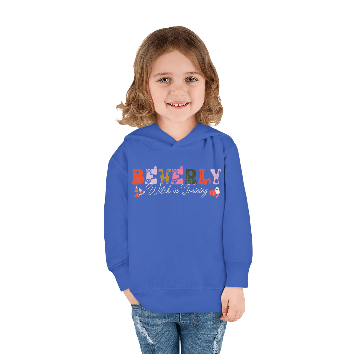 Spooky Toddler Hoodie – Personalized Halloween Pullover for Your Little Boo worn by toddler with fun design.