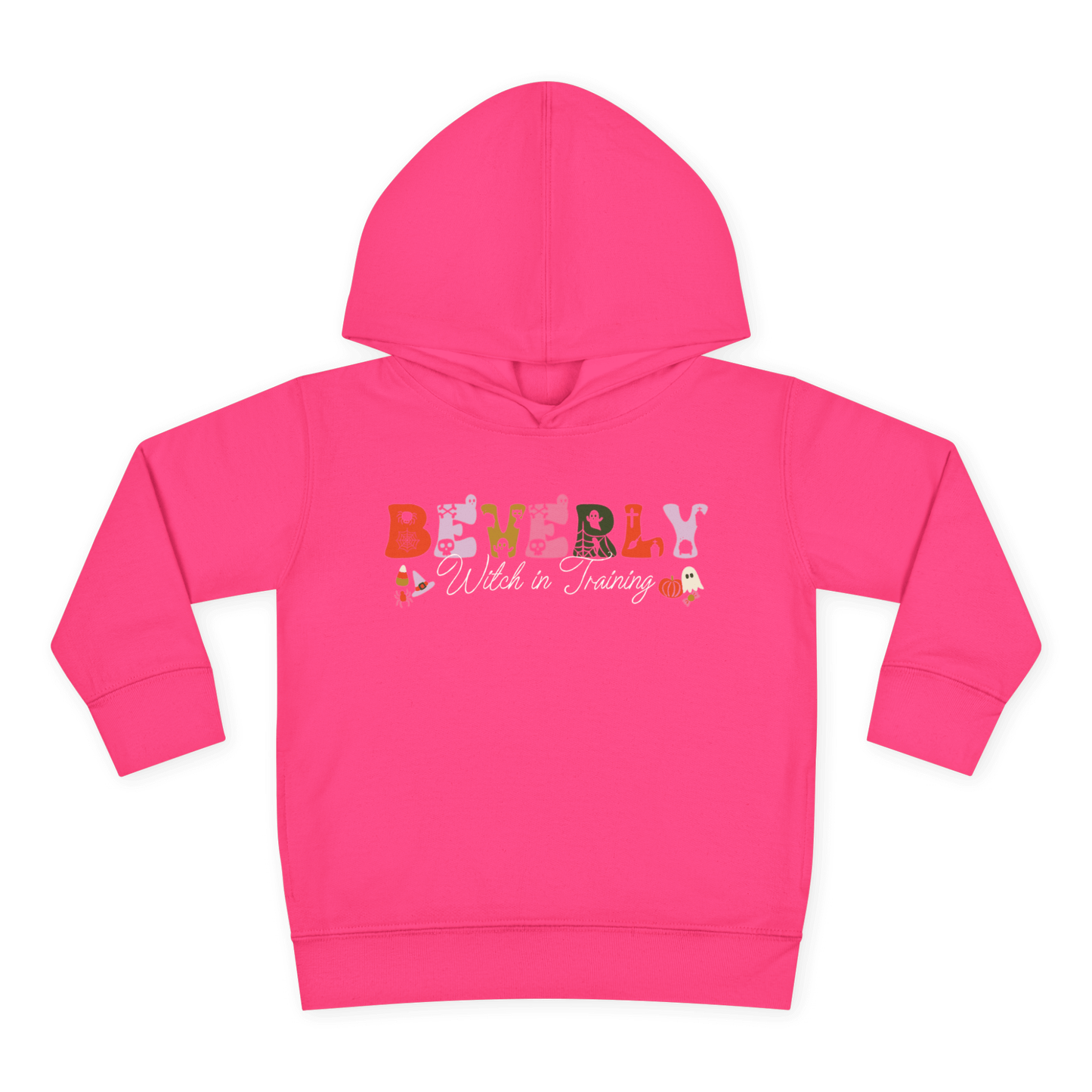 Spooky Toddler Hoodie – Personalized Halloween Pullover for Your Little Boo in pink with custom name and design.