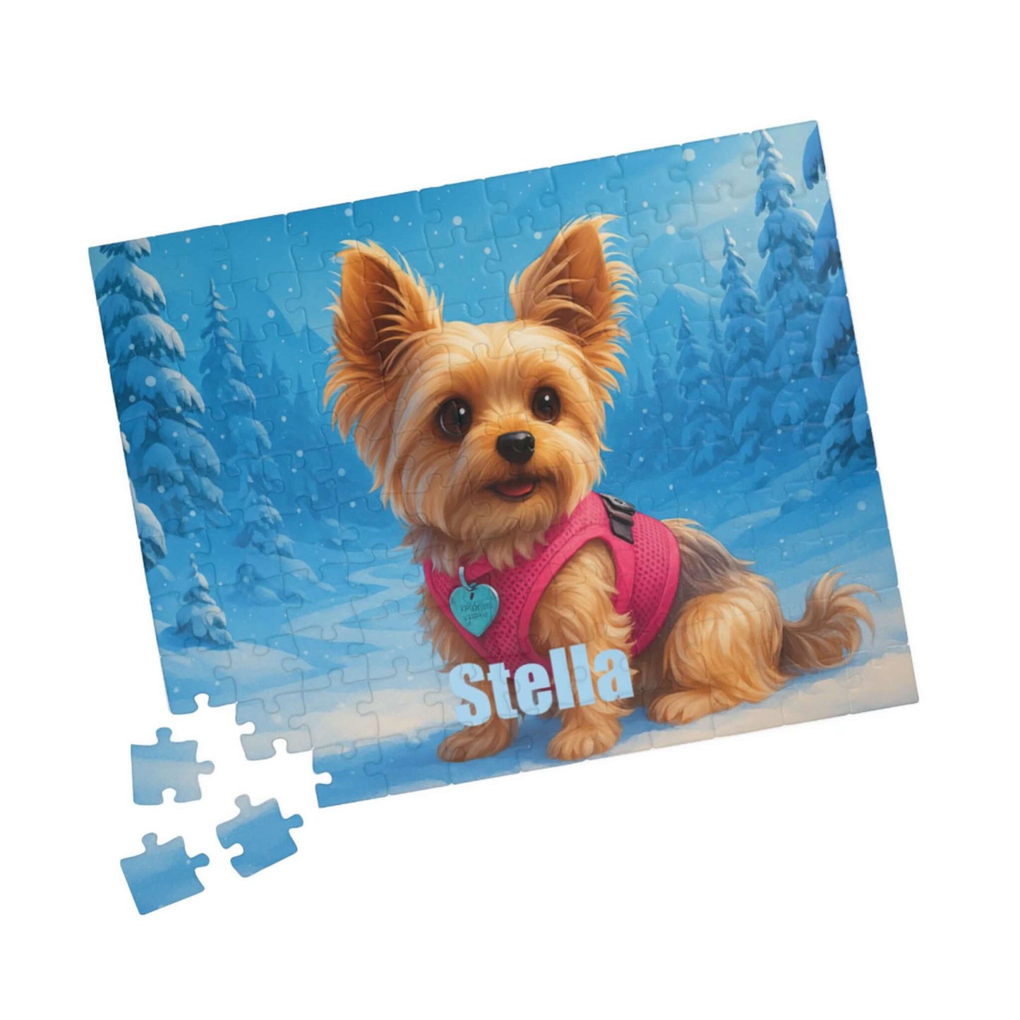 Winter Cartoon Puzzle – Personalized Disney-Style Keepsake featuring a cute dog in a snowy backdrop.