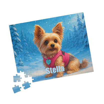 Winter Cartoon Puzzle – Personalized Disney-Style Keepsake featuring a cute dog in a snowy backdrop.