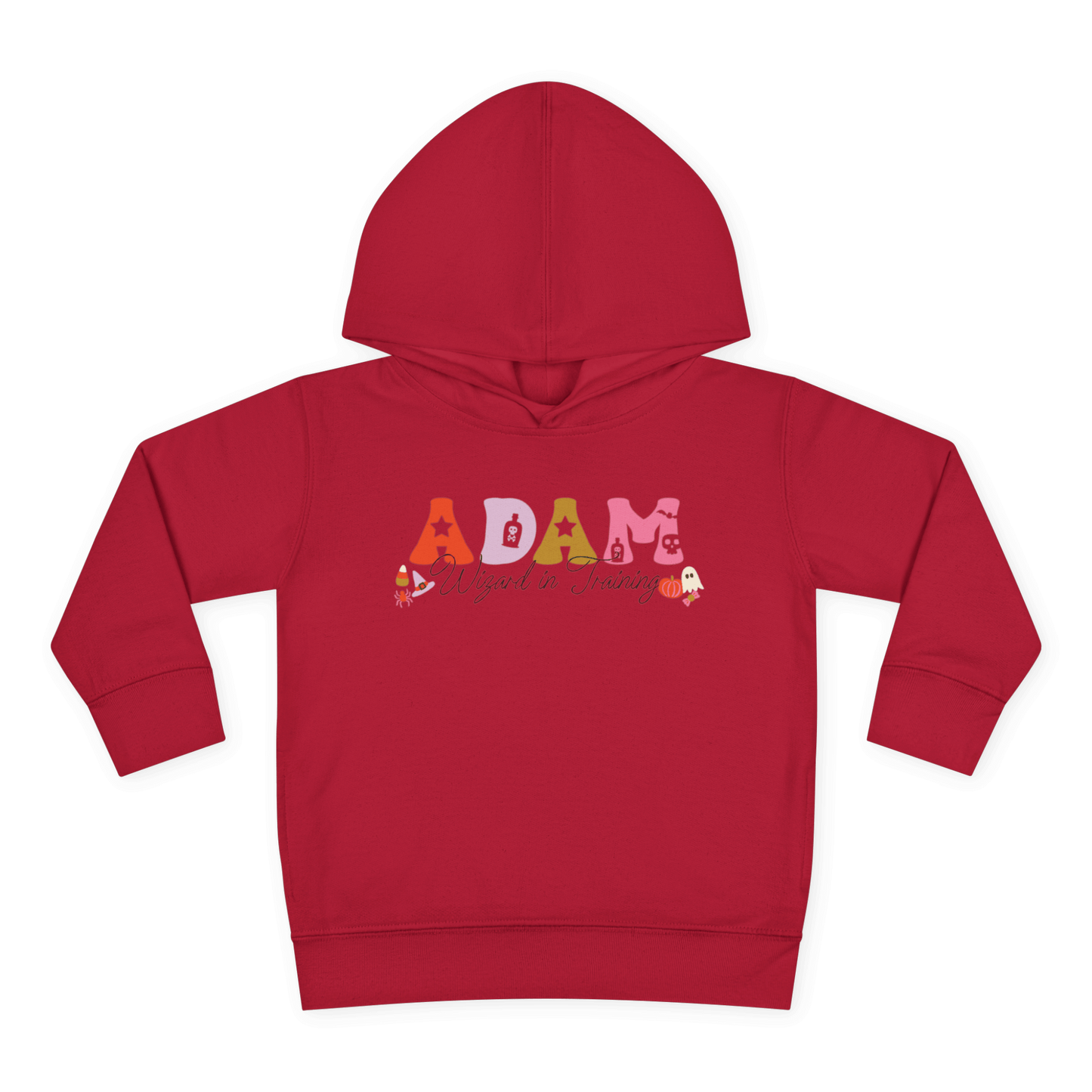 Spooky Toddler Hoodie – Personalized Halloween Pullover for Your Little Boo featuring custom name ADAM.