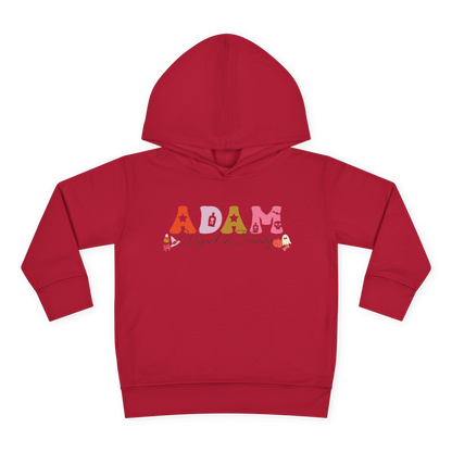 Spooky Toddler Hoodie – Personalized Halloween Pullover for Your Little Boo featuring custom name ADAM.