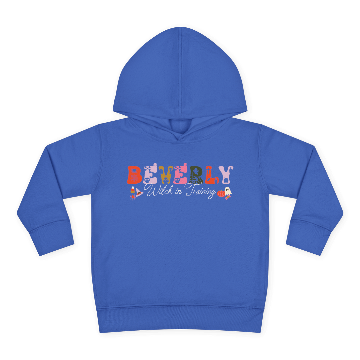 Spooky Toddler Hoodie – Personalized Halloween Pullover for Your Little Boo featuring "Beverly Witch in Training"