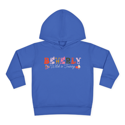 Spooky Toddler Hoodie – Personalized Halloween Pullover for Your Little Boo featuring "Beverly Witch in Training"