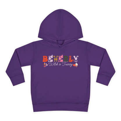 Spooky Toddler Hoodie – Personalized Halloween Pullover for Your Little Boo, featuring custom name 'Beverly' and playful graphics.