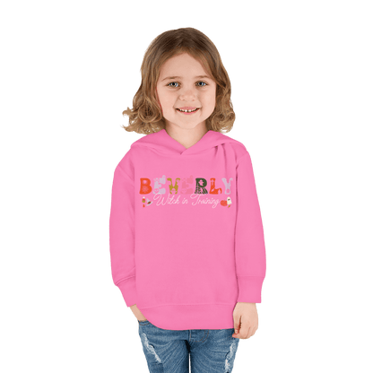 Spooky Toddler Hoodie – Personalized Halloween Pullover for Your Little Boo in pink with custom name design.