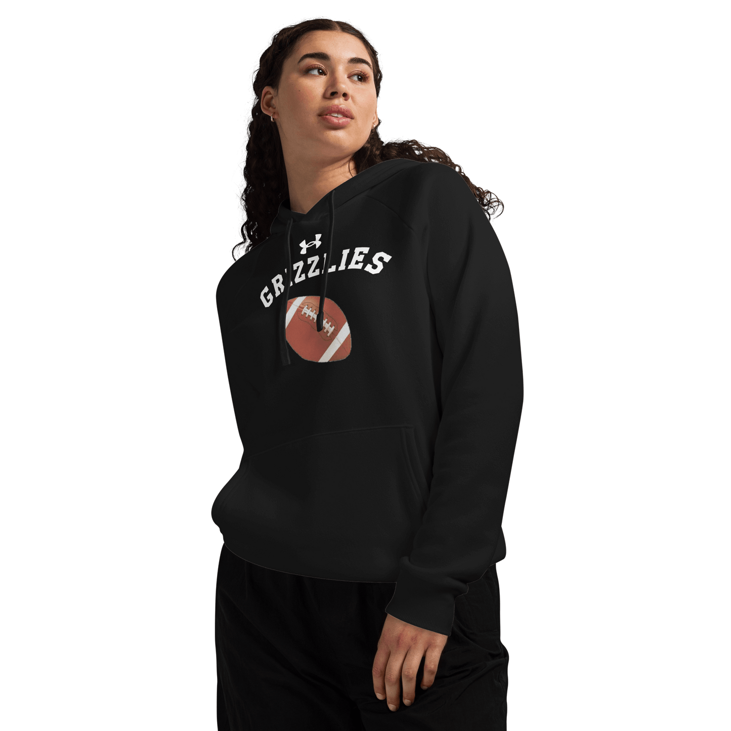 Sports Fan Hoodie with Custom Ball Sport & Team Name featuring Grizzlies and football design