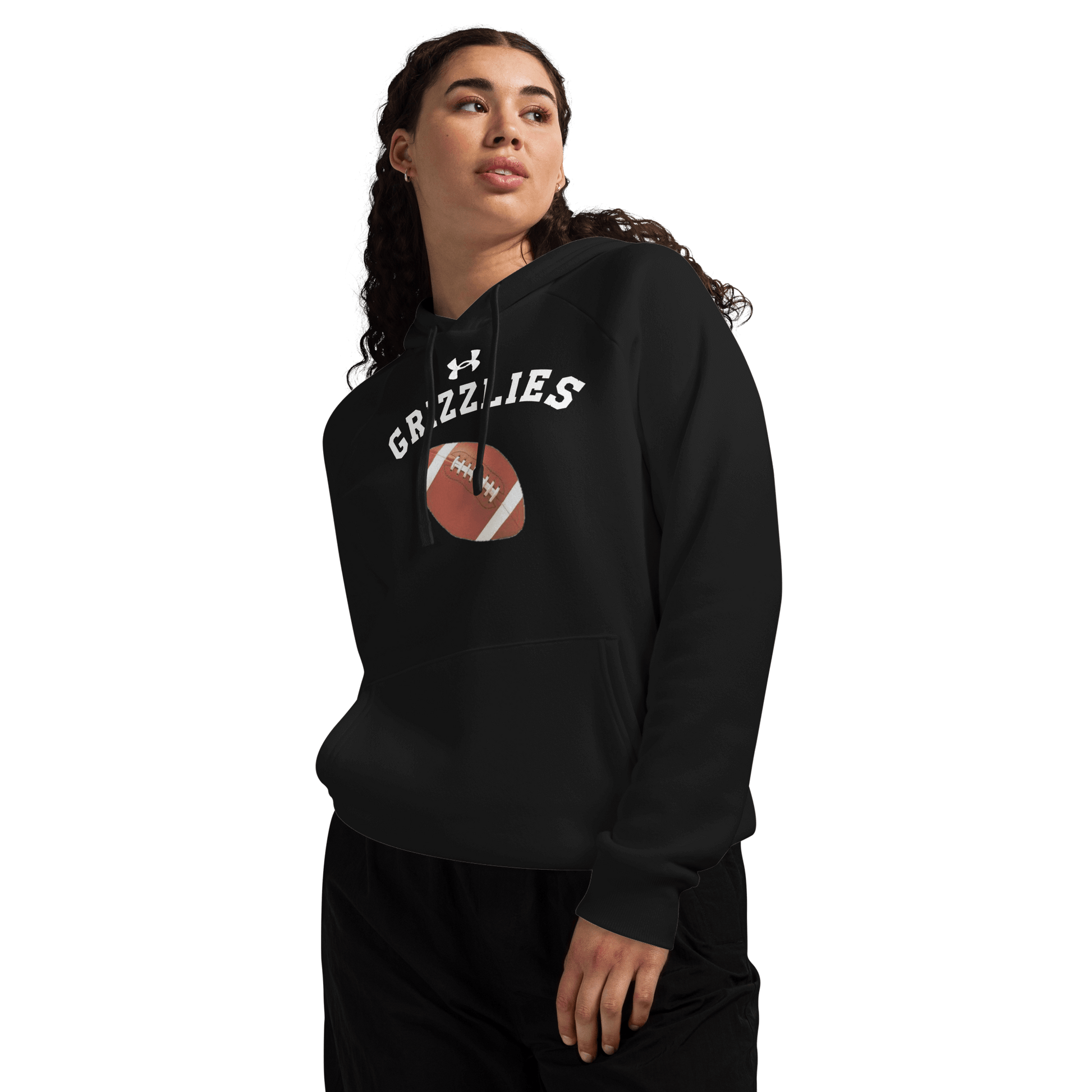 Sports Fan Hoodie with Custom Ball Sport & Team Name featuring Grizzlies and football design