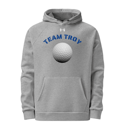 Sports Fan Hoodie with Custom Ball Sport & Team Name featuring Team Troy and a golf ball design.