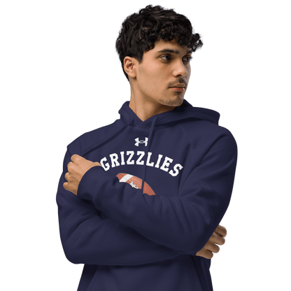 Sports Fan Hoodie with Custom Ball Sport & Team Name featuring Grizzlies logo and football design.