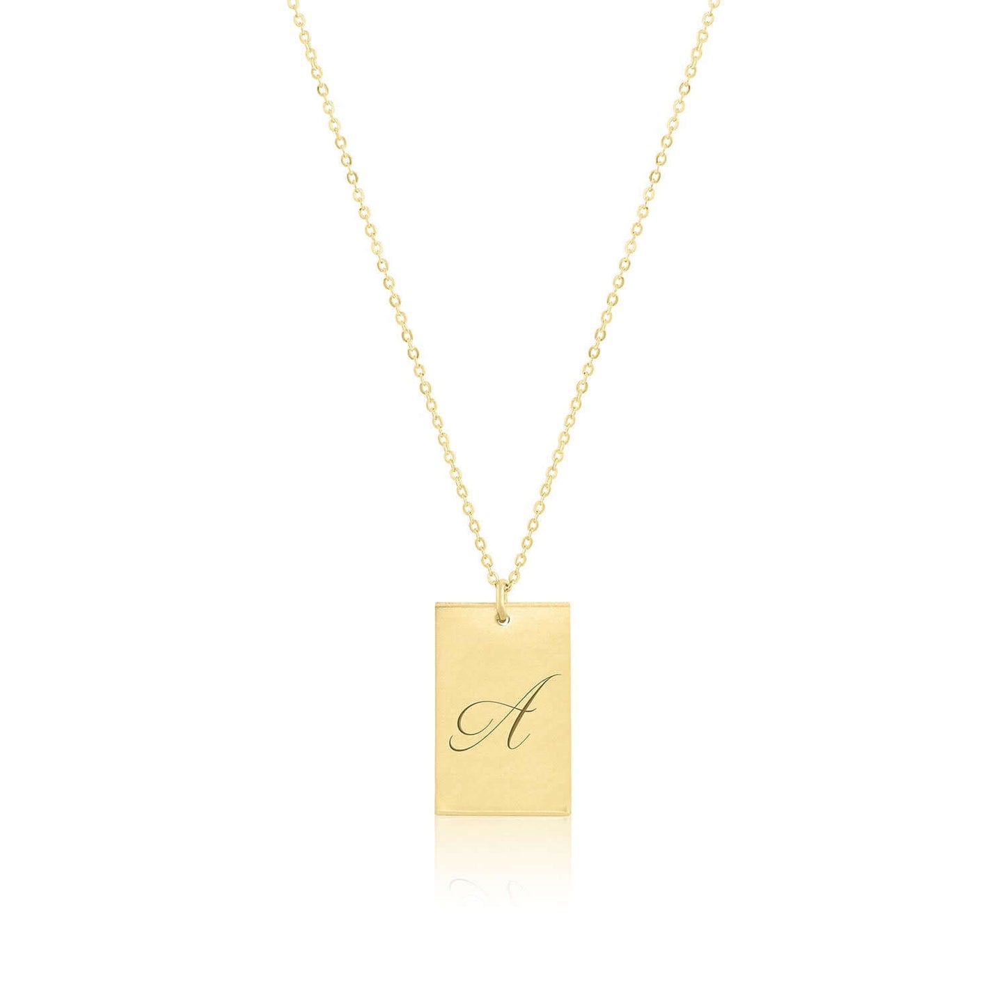 Stella Gold Initial Necklace – Personalized 14k Gold-Filled Pendant with engraved letter A on a round pendant.