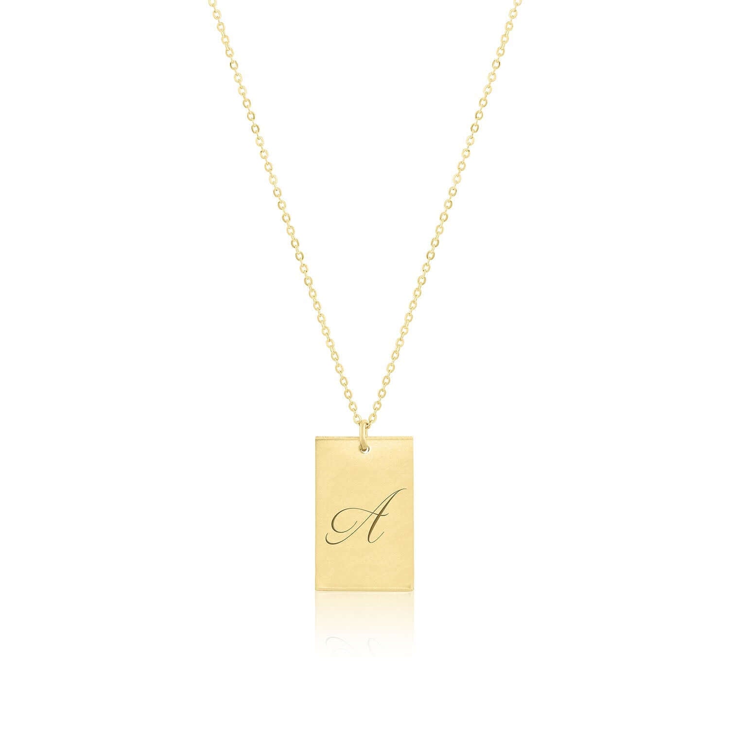 Stella Gold Initial Necklace – Personalized 14k Gold-Filled Pendant with engraved letter A on a round pendant.