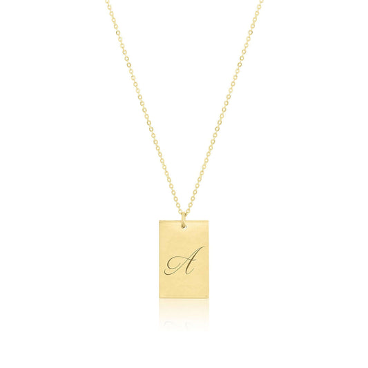 Stella Gold Initial Necklace – Personalized 14k Gold-Filled Pendant with engraved letter A on a round pendant.