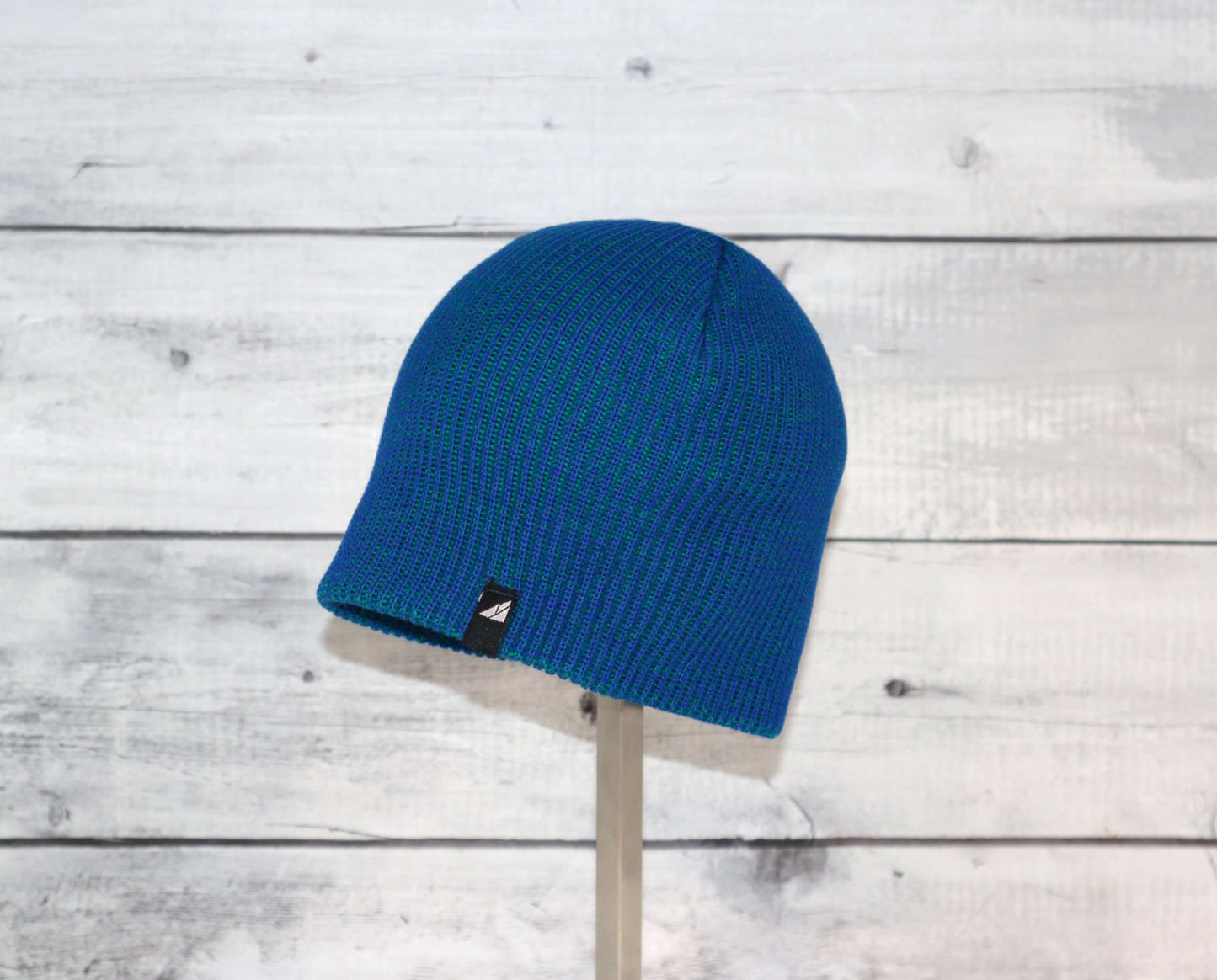 Toddler Acrylic Beanie – Soft Stretch Hat for Ages 1–3 in vibrant blue color on display.