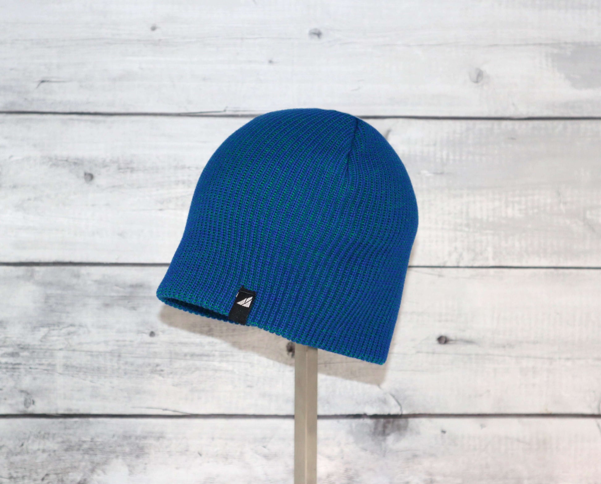 Toddler Acrylic Beanie – Soft Stretch Hat for Ages 1–3 in vibrant blue color on display.