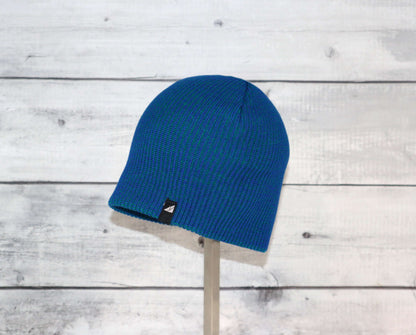 Toddler Acrylic Beanie – Soft Stretch Hat for Ages 1–3 in vibrant blue color on display.