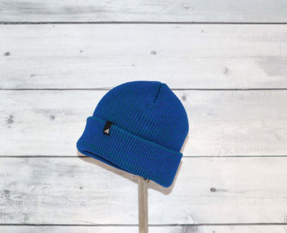 Toddler Acrylic Cuff Hat – Soft Knit Beanie in blue, perfect for keeping toddlers cozy in chilly weather.