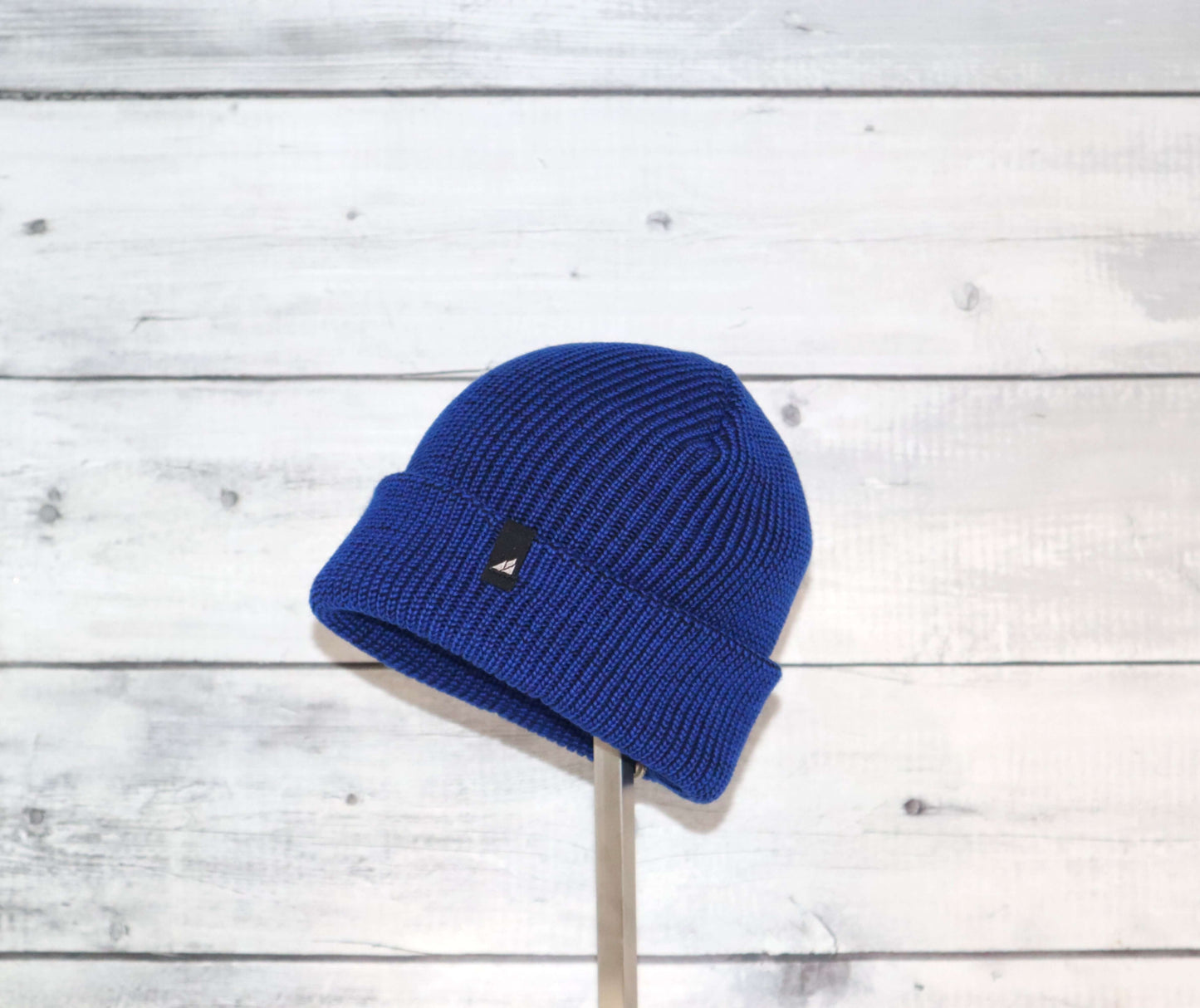 Toddler Acrylic Cuff Hat – Soft Knit Beanie in vibrant blue color, perfect for keeping little ones warm.