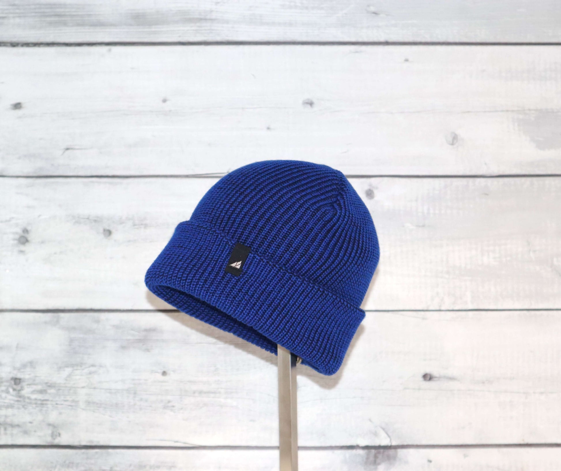 Toddler Acrylic Cuff Hat – Soft Knit Beanie in vibrant blue color, perfect for keeping little ones warm.