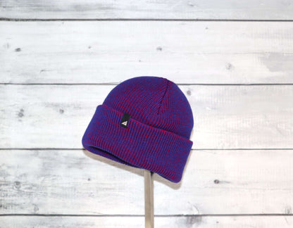Toddler Acrylic Cuff Hat – Soft Knit Beanie in vibrant purple and red colors, perfect for keeping little ones warm.