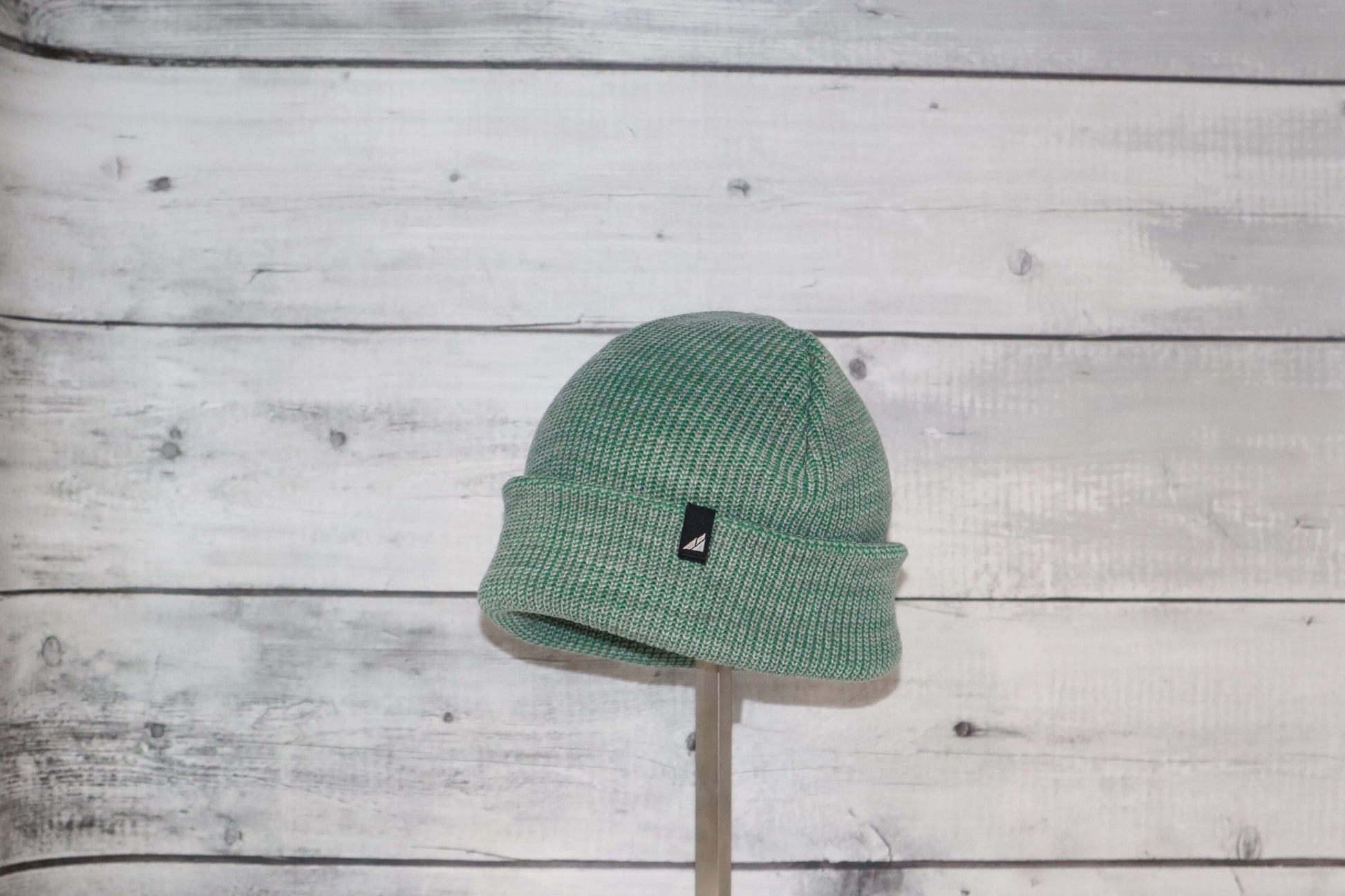 Toddler Acrylic Cuff Hat – Soft Knit Beanie in green knitted fabric, perfect for keeping toddlers cozy.