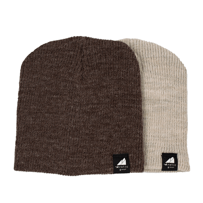 Toddler Acrylic Wool Beanie Multipack – Ages 1–3 in brown and beige colors, perfect for cozy warmth and comfort.