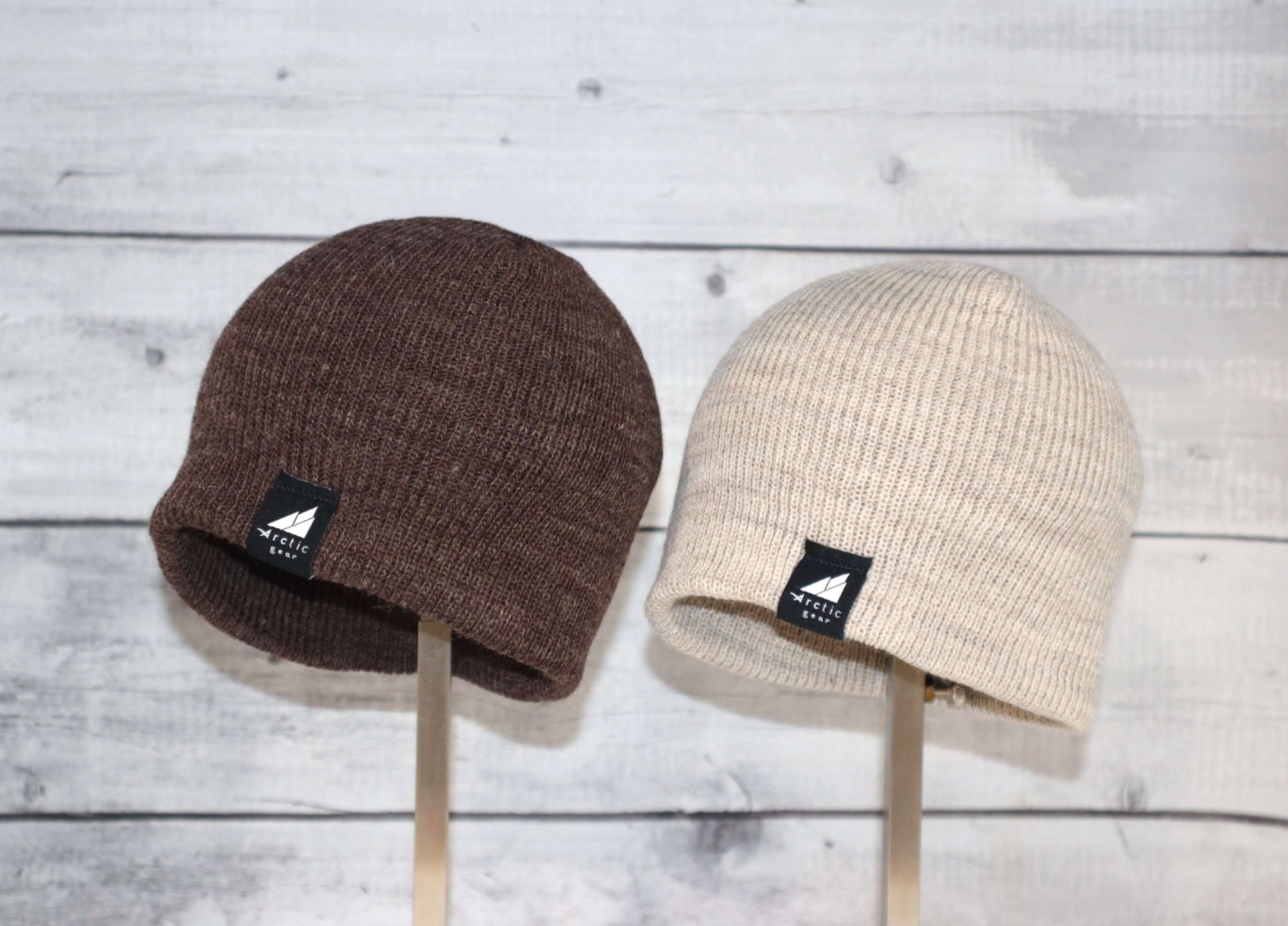 Toddler Acrylic Wool Beanie Multipack – Ages 1–3 in brown and cream, perfect for cozy warmth and comfort.