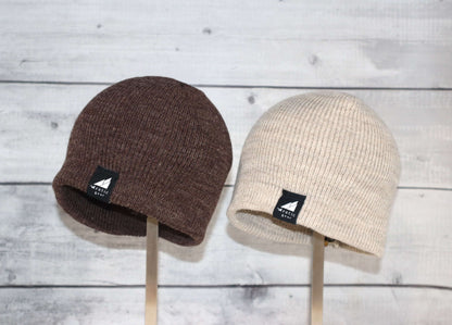 Toddler Acrylic Wool Beanie Multipack – Ages 1–3 in brown and cream, perfect for cozy warmth and comfort.