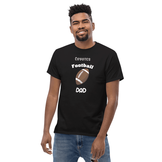 Personalized Coyotes Football Dad T-shirt for proud dads and fans, perfect for game day and everyday wear.