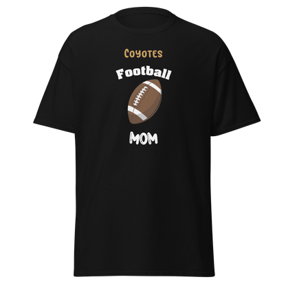 Personalized black football mom tee for Coyotes supporters, perfect for game day or everyday wear.