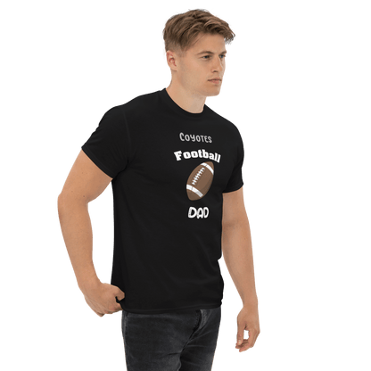 Personalized football dad tee featuring Coyotes logo, perfect for game day and supporting youth football.