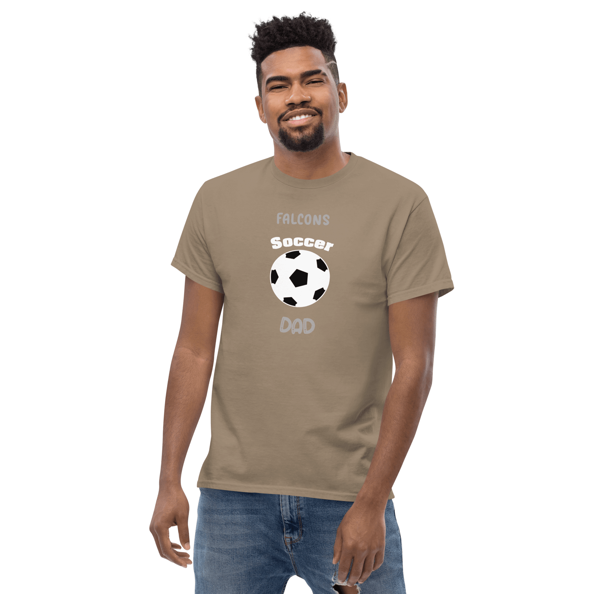 Soccer Dad tee featuring a soccer ball design, perfect for proud parents supporting their youth soccer teams.