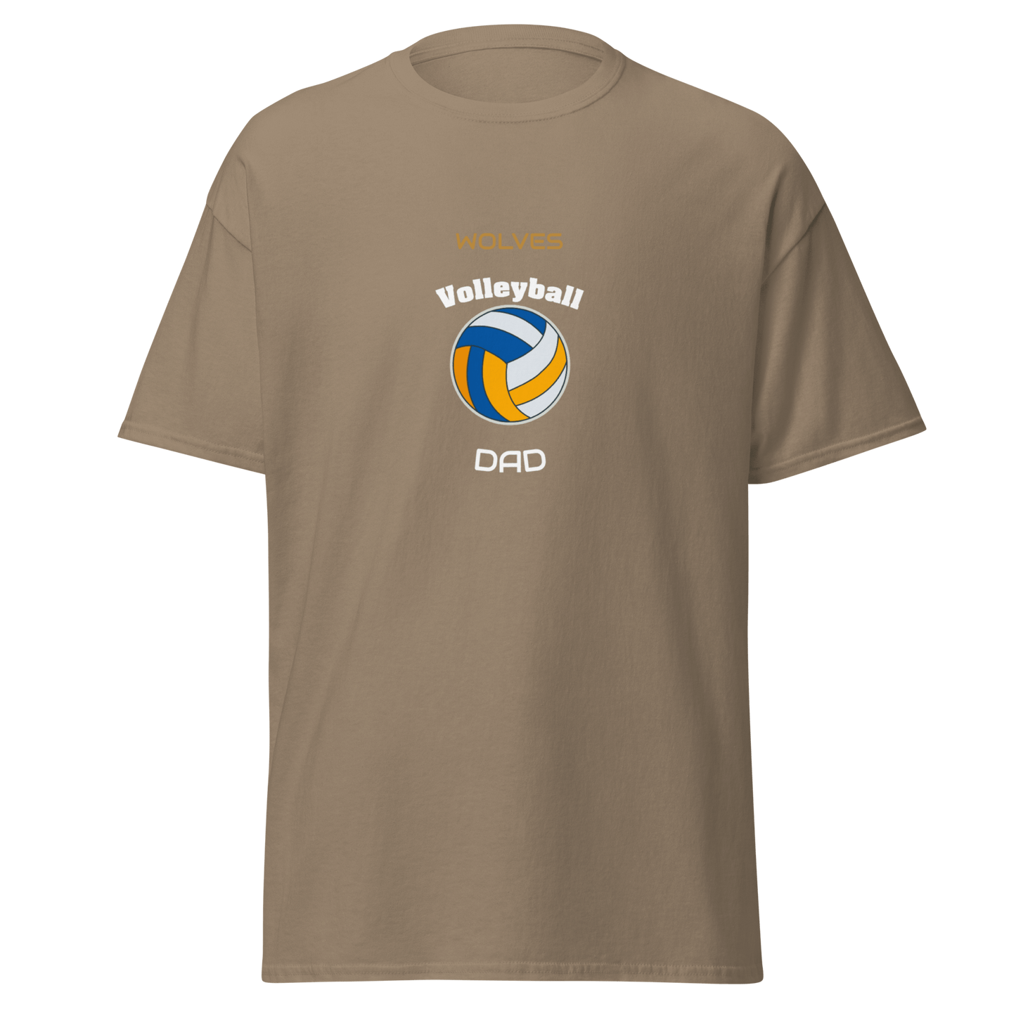 Custom volleyball dad tee featuring a volleyball graphic, perfect for showing game day support.