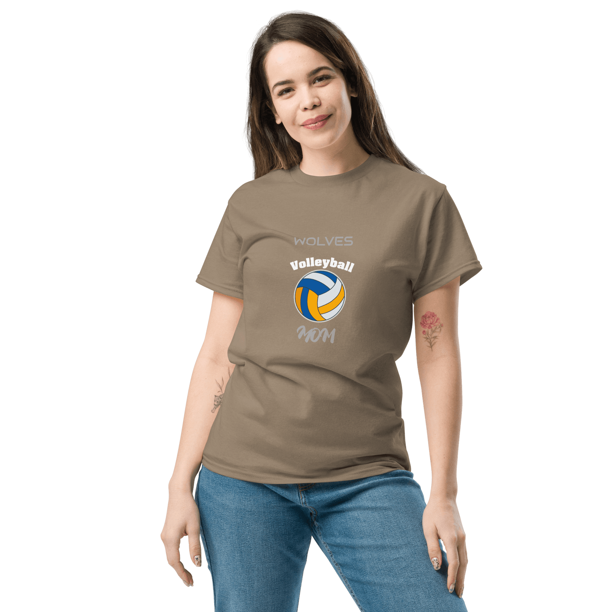 Custom Wolves Volleyball Mom Tee, perfect for loyal fans and game day support.