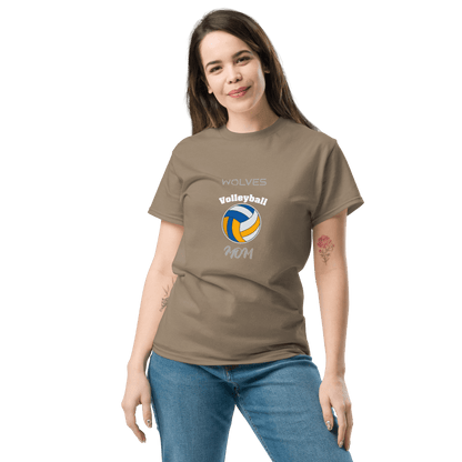 Custom Wolves Volleyball Mom Tee, perfect for loyal fans and game day support.