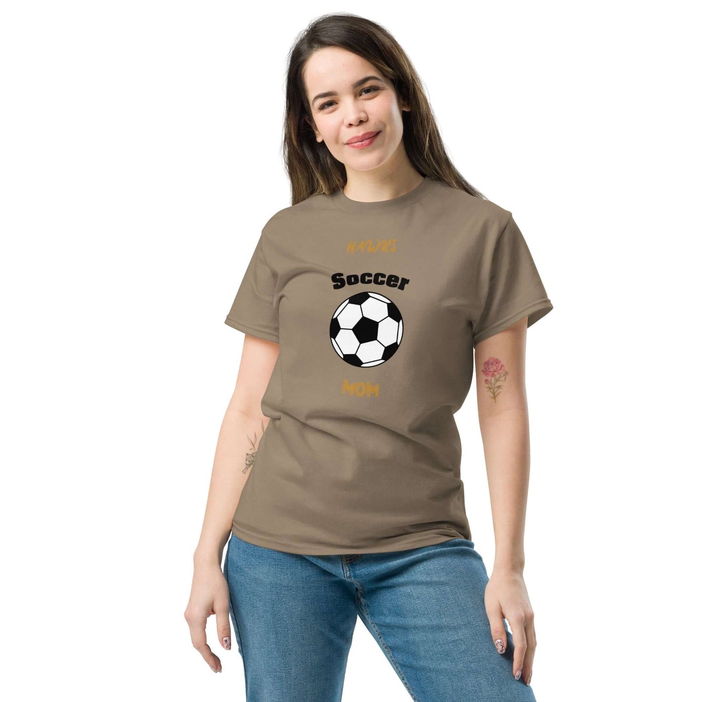 Soccer Parent Tee featuring a playful design for proud soccer moms, perfect for game day comfort and support.