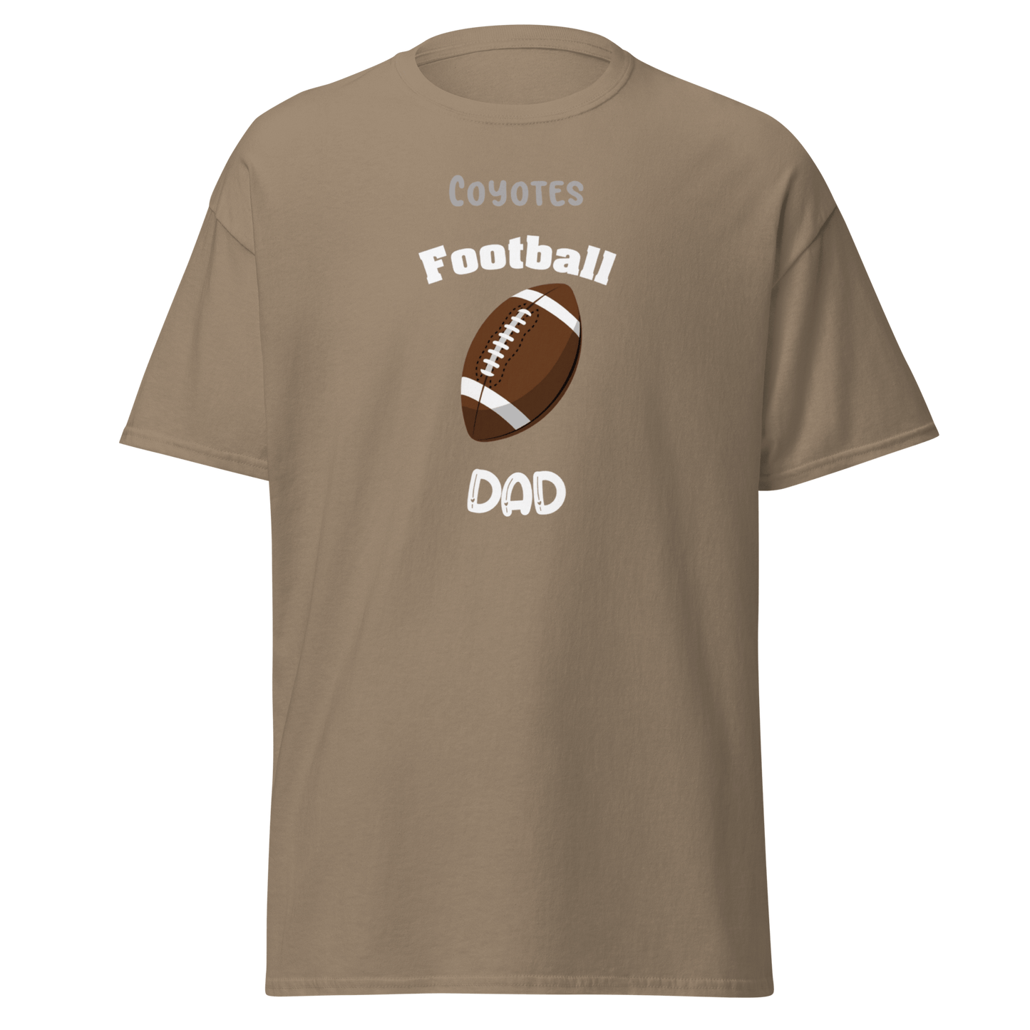 Personalized Coyote football dad tee, perfect for game day and supporting young athletes.