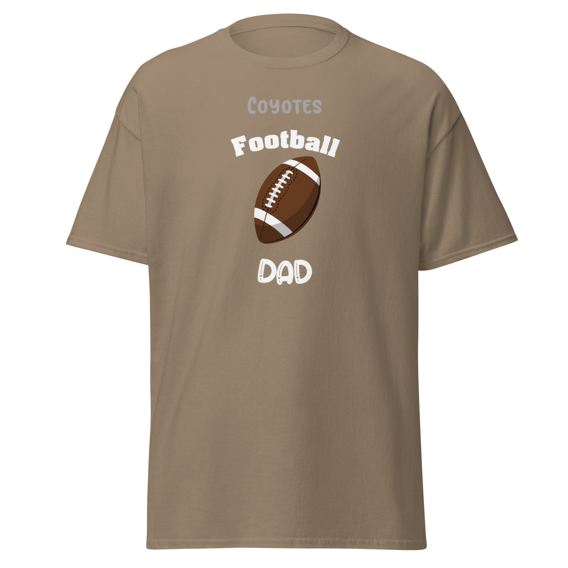 Personalized Coyote football dad tee, perfect for game day and supporting young athletes.