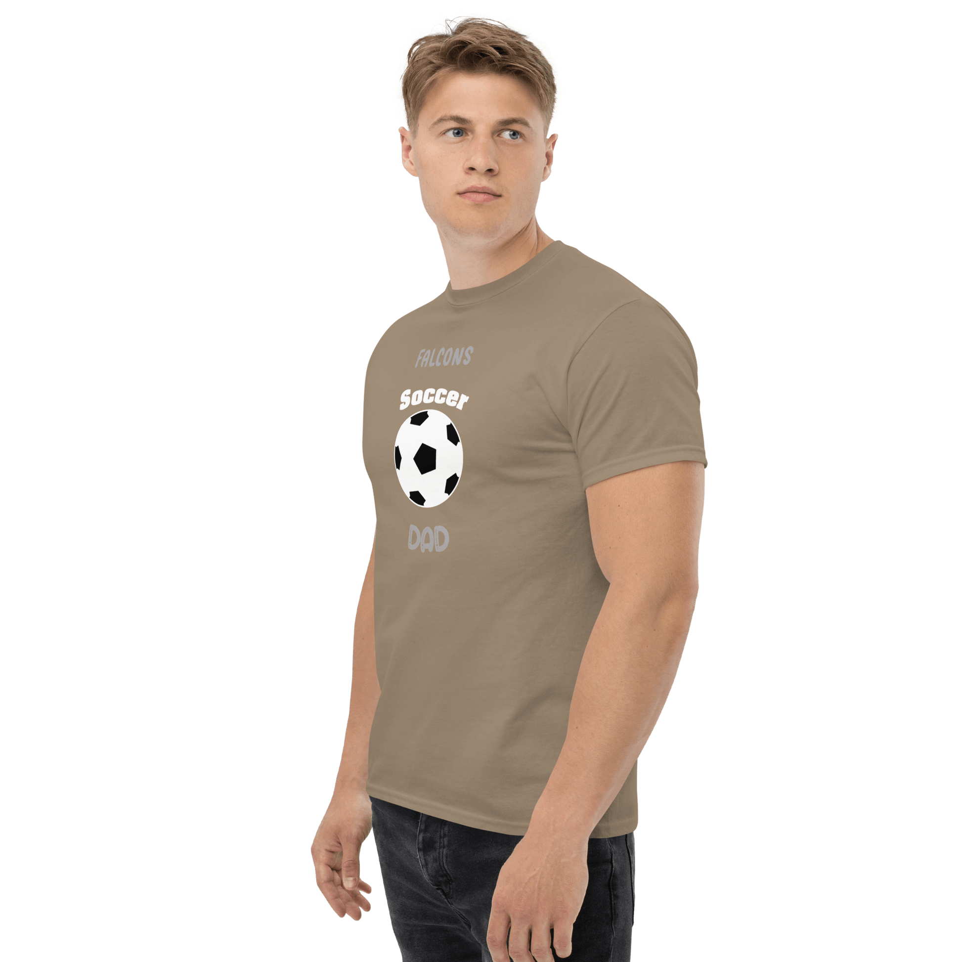 Custom soccer dad tee with a football graphic, perfect for proud parents supporting youth teams.