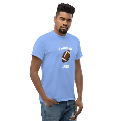 Personalized football dad tee in light blue, perfect for proud parents and fans supporting youth teams.