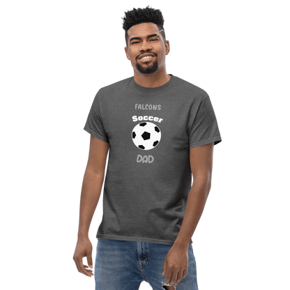 Charcoal Soccer Dad Tee with 'Falcons' and soccer ball graphic, perfect for supportive parents at youth games.
