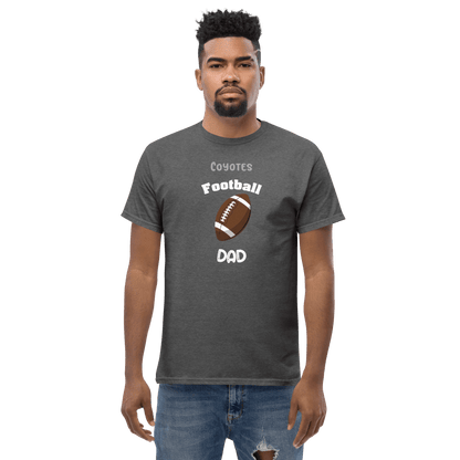 Personalized Coyote Football Dad tee for proud supporters, perfect for game day or everyday wear.