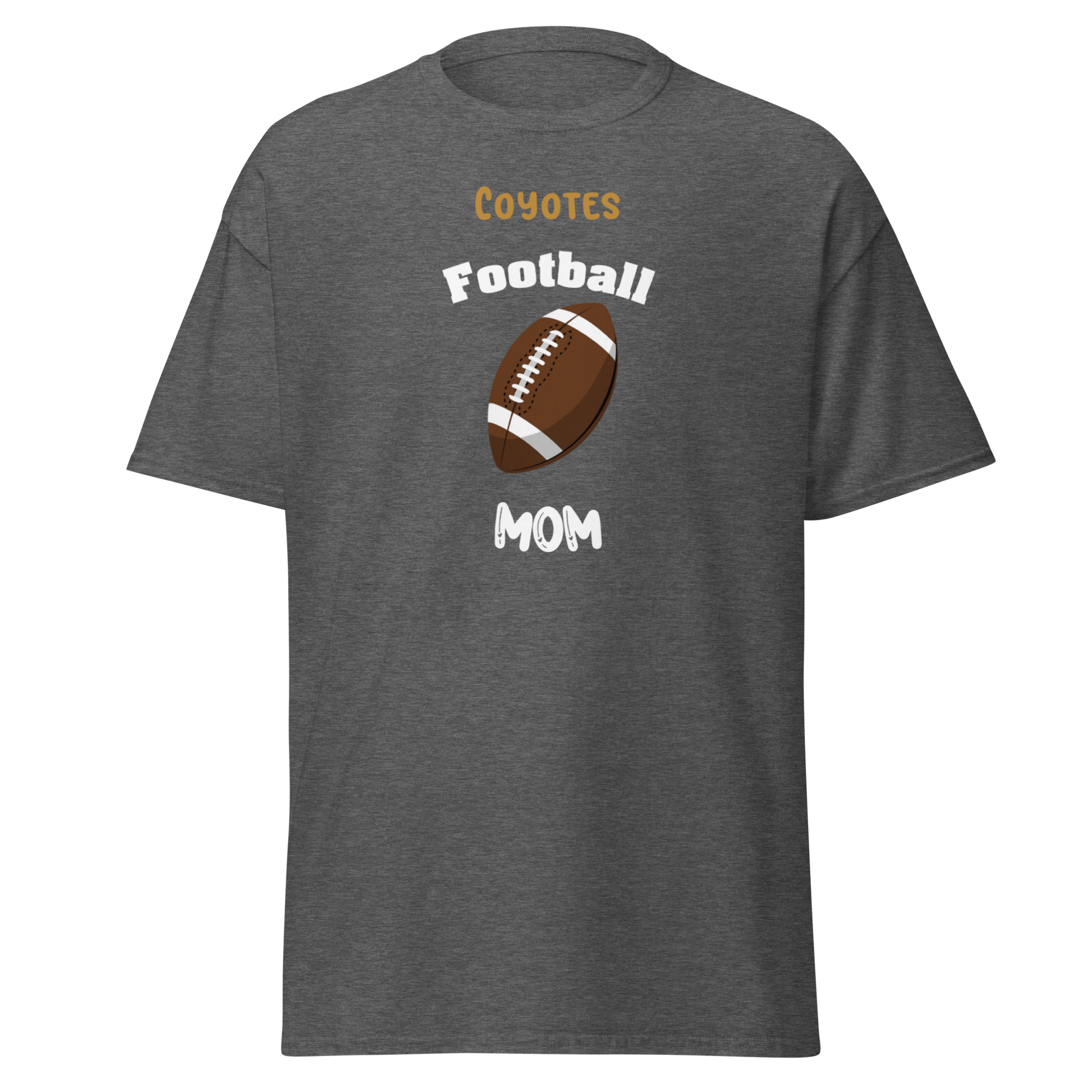 Personalized Coyotes Football Mom tee for proud supporters, perfect for game day and celebrating youth leagues.