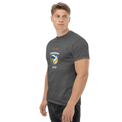 Custom volleyball parent tee for game day, featuring sporty design and comfortable fit, perfect for proud volleyball dads.