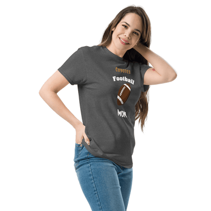 Personalized football supporter tee for moms featuring a football design by Coyotes.
