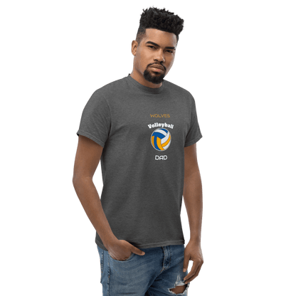 Custom Wolves Volleyball Dad Tee in gray, perfect for cheering on your team with style and comfort.