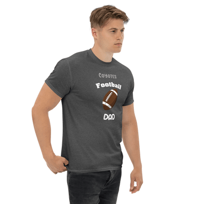 Personalized grey football tee for dads, featuring Coyotes Football design, perfect for game day support.