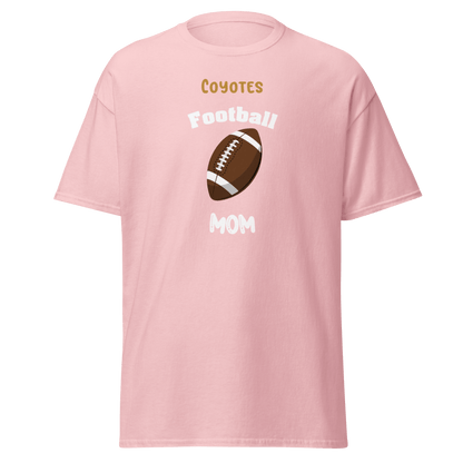 Personalized pink football mom tee featuring 'Coyotes Football' design for proud supporters.